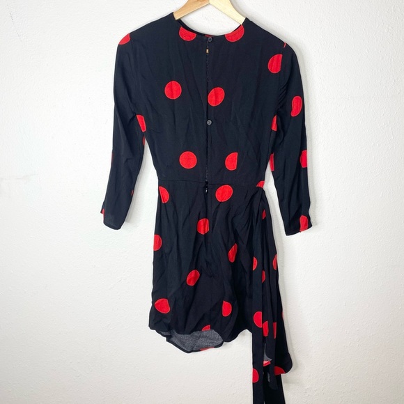 Reformation Black/Red Polka Dot Janae Dress 0 - Picture 5 of 9